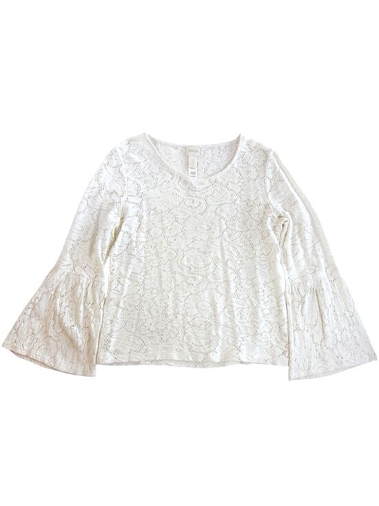 Chico's Tops - Chico's White Lace Bell-Sleeve Blouse